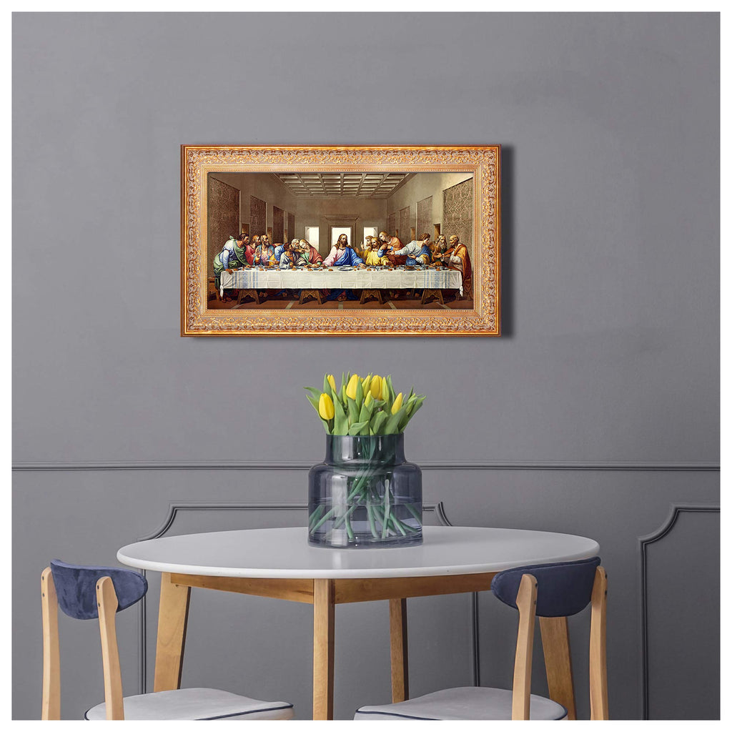 The Last Supper Vintage Pattern Gold Frame 28.5x16.5