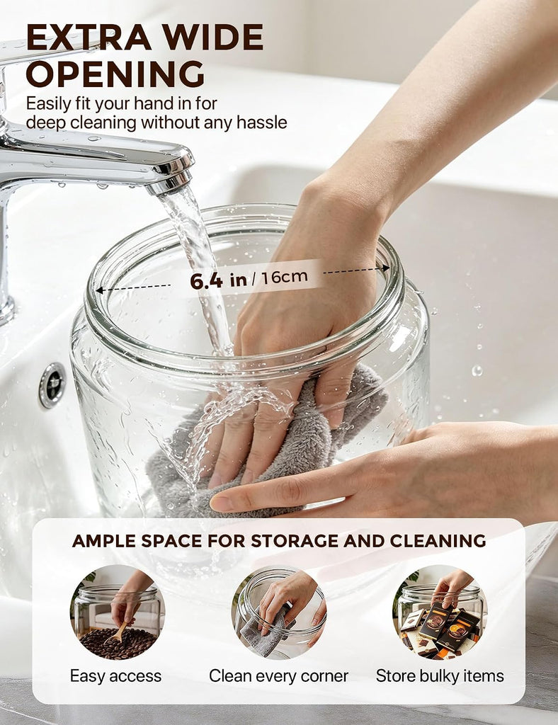 1-Gallon Cookie Jar with Wide Mouth, Glass Lid, and Silicone Seal