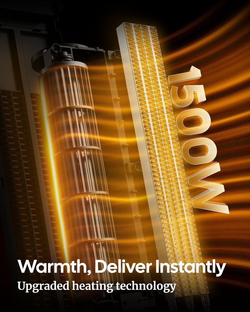 Space Heater Large Room, 25" Black Electric Heaters for Indoor Use