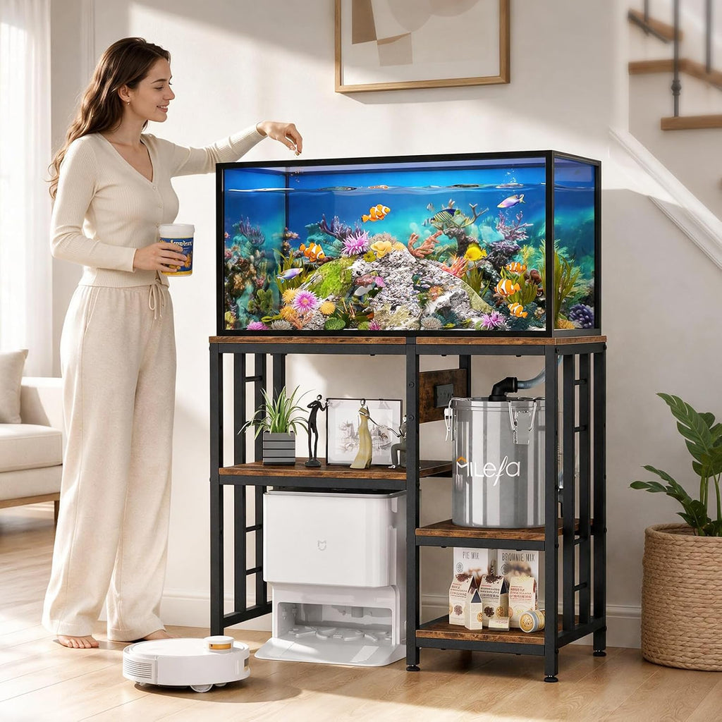 Reinforced 40-50 Gallon Aquarium Stand with Power Outlet, Ultra-Stable 660 LBS Capacity Metal Fish, Tank Stand