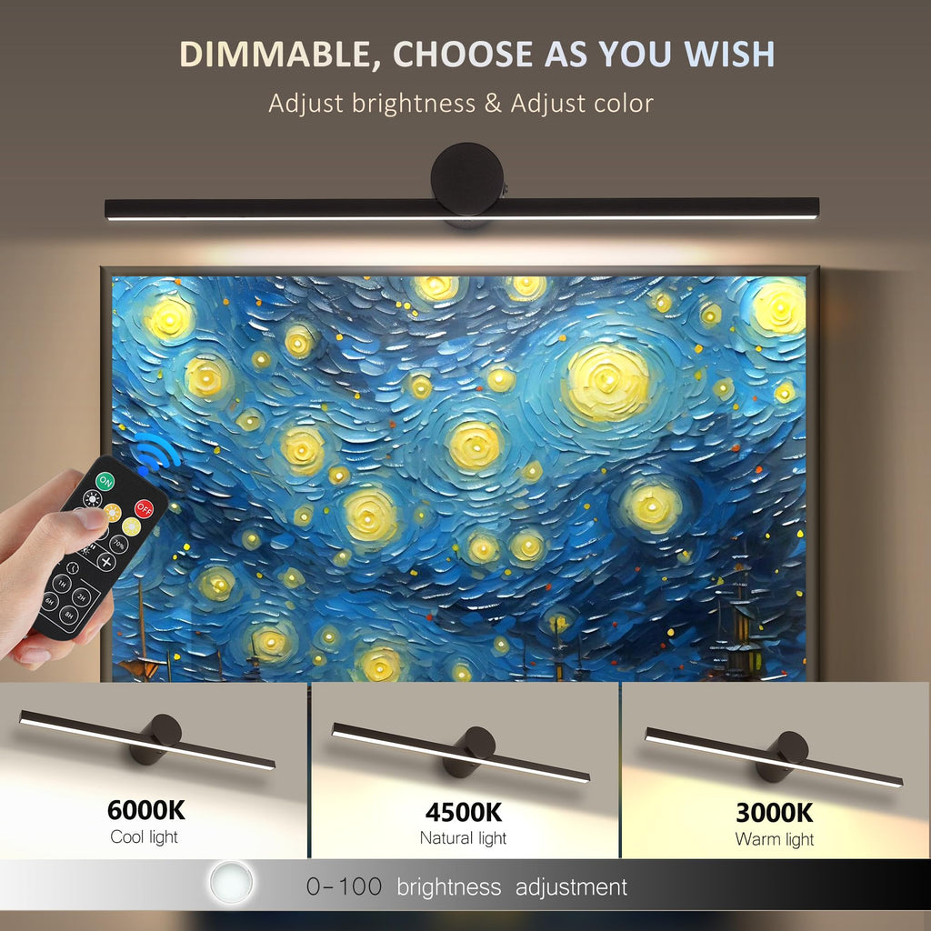 Battery Operated Picture Light for wall with Remote,Minimalism Wireless Dimmable Art Lights for Paintings