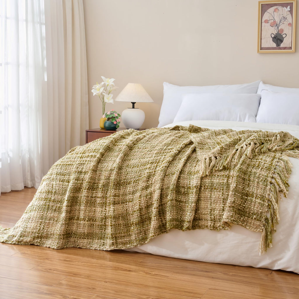 Multi-Color Cable Woven Throw Blanket for Couch - 60"X80"