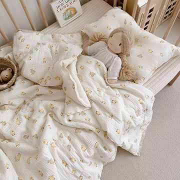 Baby Toddler Muslin Blanket| Crib Baby Quilts| Cot Comforter| Nursery Bed Throw Blanket| Toddler Quilt Blanket | Soft