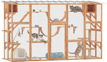 Catio Outdoor Cat Enclosure Window, 118" x 37.5" x 74", Orange