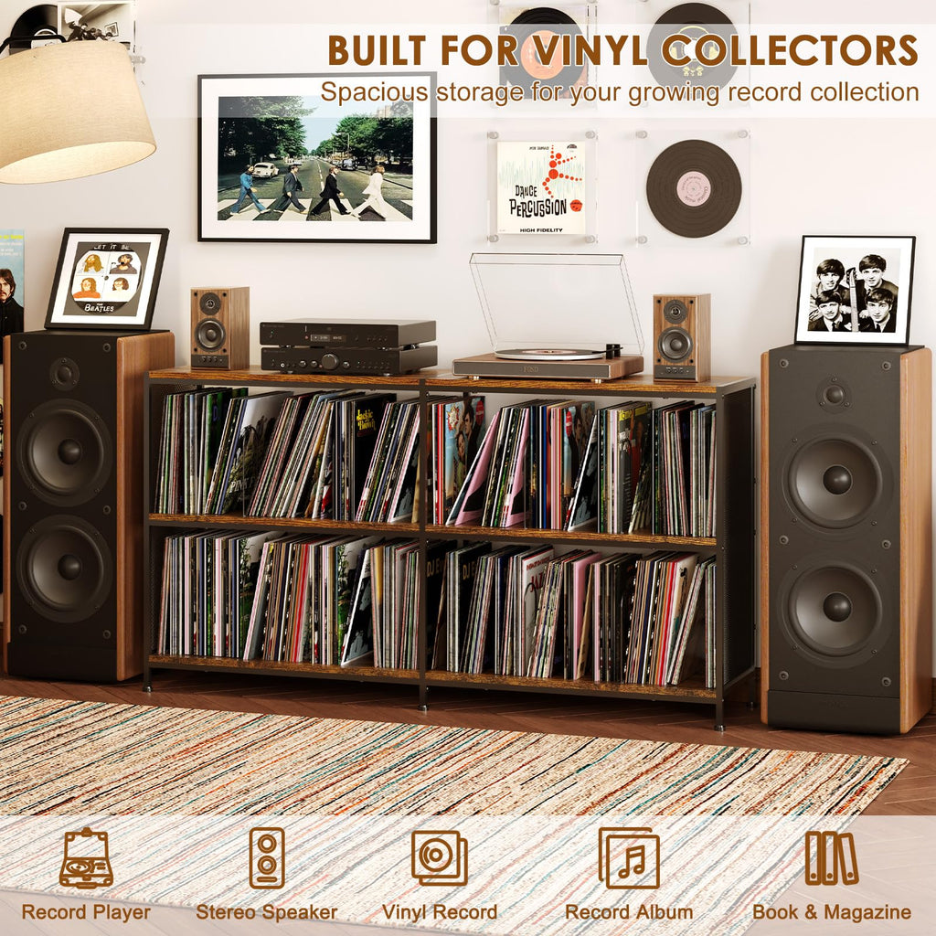 59.2" Record Player Stand with Vinyl Record Storage, Hold 700+ Records
