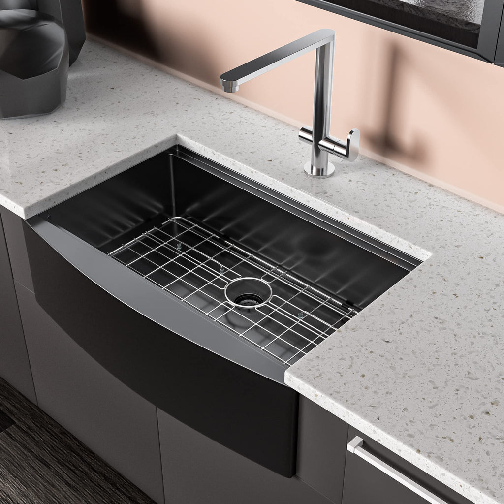 Black Farmhouse Sink - 36x22 Inch Undermount Sinks Gunmetal Black Stainless Steel 16 Gauge 36'' Apron Single Bowl