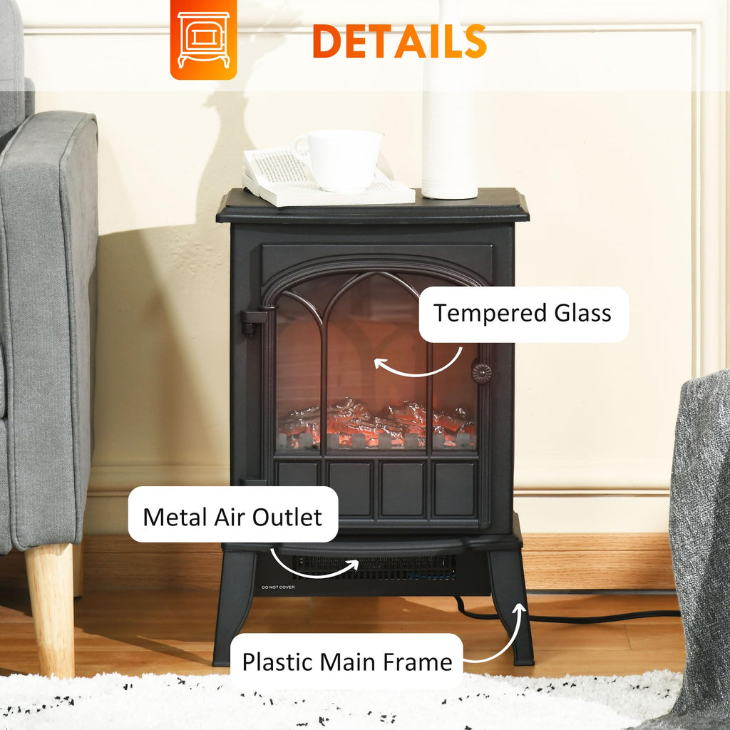 22" Electric Fireplace Stove Freestanding Fire Place Heater Black