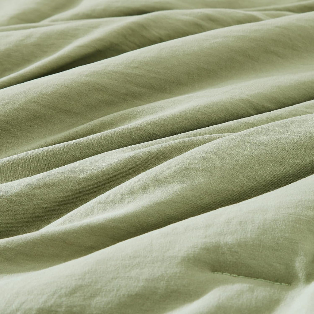 Queen Comforter Set - 7 Pieces Sage Green Soft Bed in a Bag Queen with Fitted Sheet, Flat Sheet, 2 Pillow Shams