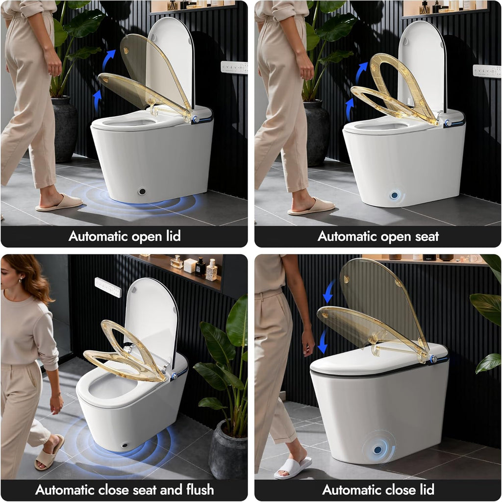 Elongated Smart Toilet With Bidet Built-in, Auto Open/Close Lid, Soft-Closed Heated Seat