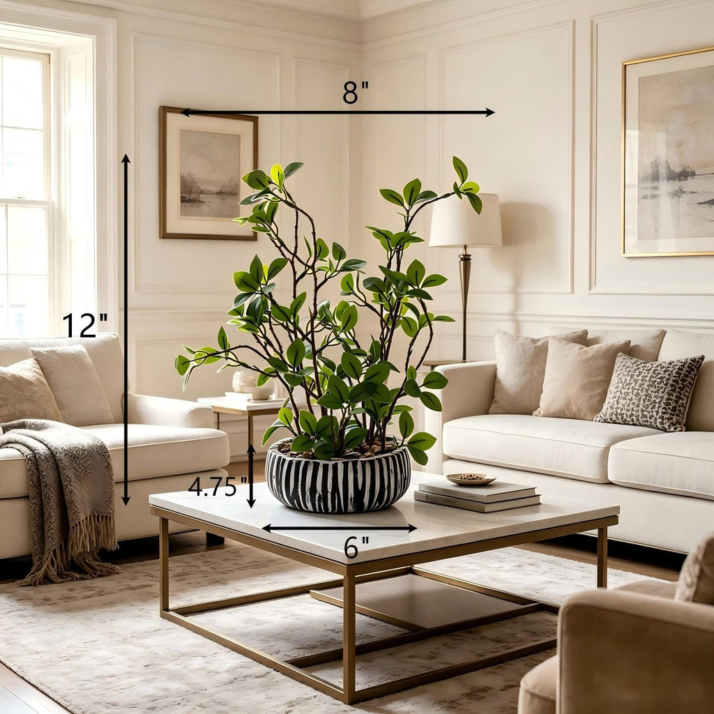 12 inch Artificial Potted Plants Indoor Office Desk Fiddle Leaf Fig Plant Plant Realistic Small Fake Farmhouse Plants