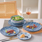 Porcelain Dinnerware Sets Service for 4, 12 pcs Hand drawn Plates and Bowls Sets, Handmade Ceramic Dish Set