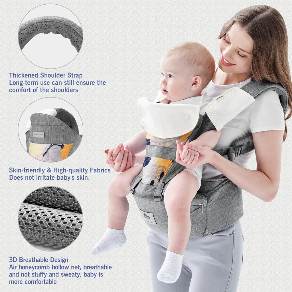 Carrier, Multifunction Baby Carrier Hip Seat (Ergonomic M Position) for 3-36 Month Baby, in-1 Ways to Carry, All