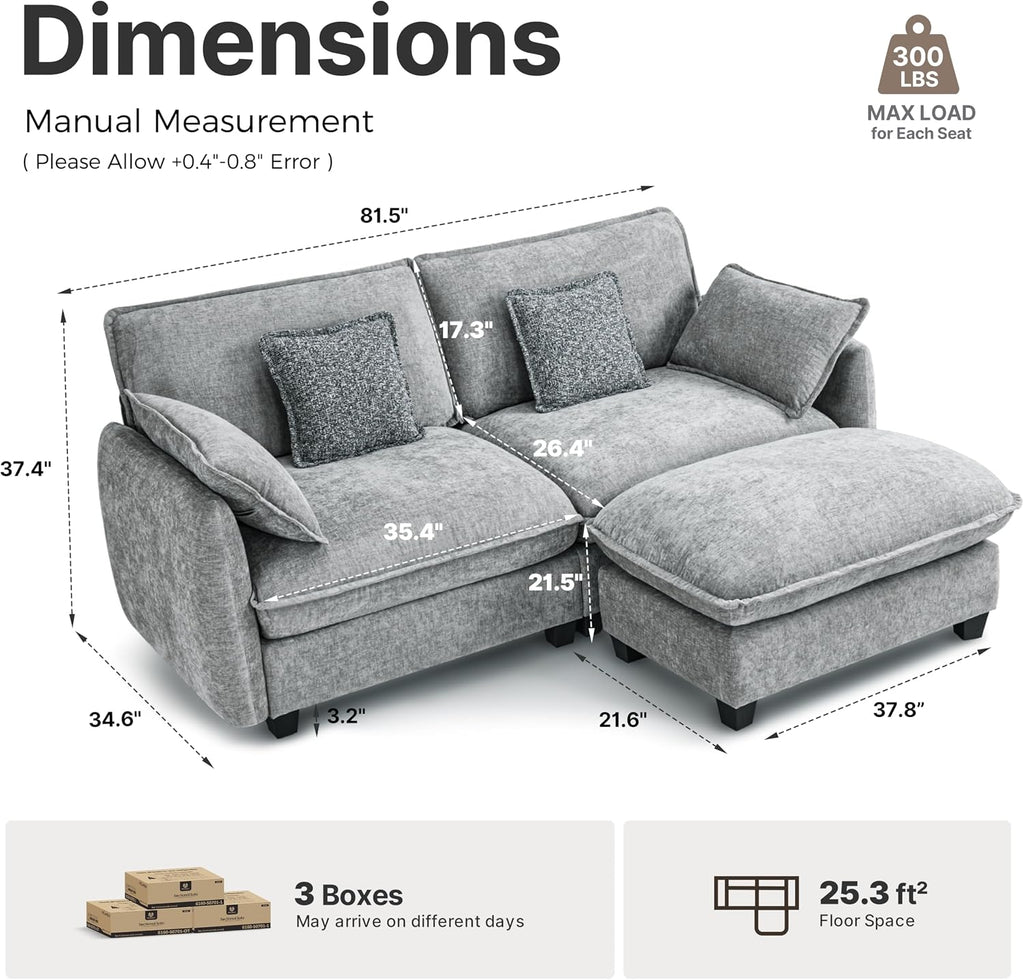 MCombo Oversized Modular Sectional Sofa, FSC Certified L Shaped Cloud Sectional Couches for Living Room