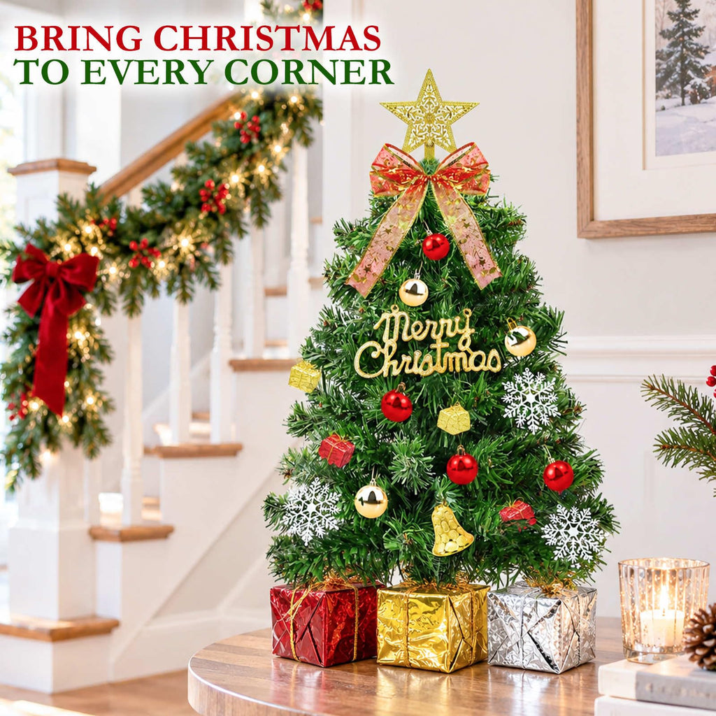 Remote Control 24 Inch/2FT Tabletop Christmas Tree with Lights Timer