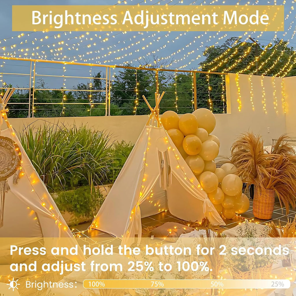 2-Pack 66FT 200 LED String Lights Indoor Outdoor Waterproof, Christmas Lights on Clear Wire, 13 Modes Twinkle Fairy