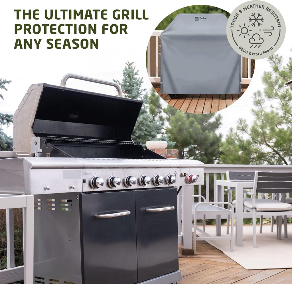 58 Inch BBQ Grill Cover for Outdoor Grill, Waterproof, Gray | 600D Oxford, gas grill cover, BBQ cover, grill covers