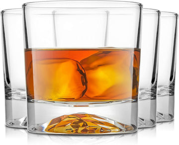 Everyday Whiskey Glasses - 10oz Old Fashioned Glasses, Set 4 Crystal Scotch Glasses, Rocks Glass, Bourbon Glasses