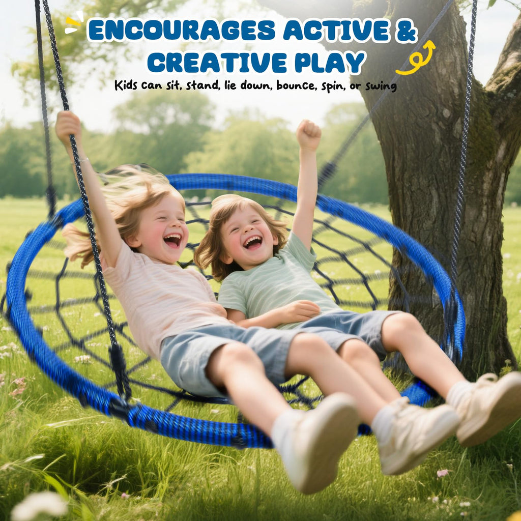 40" Spider Web Saucer Tree Swing for Kids & Adults - Blue