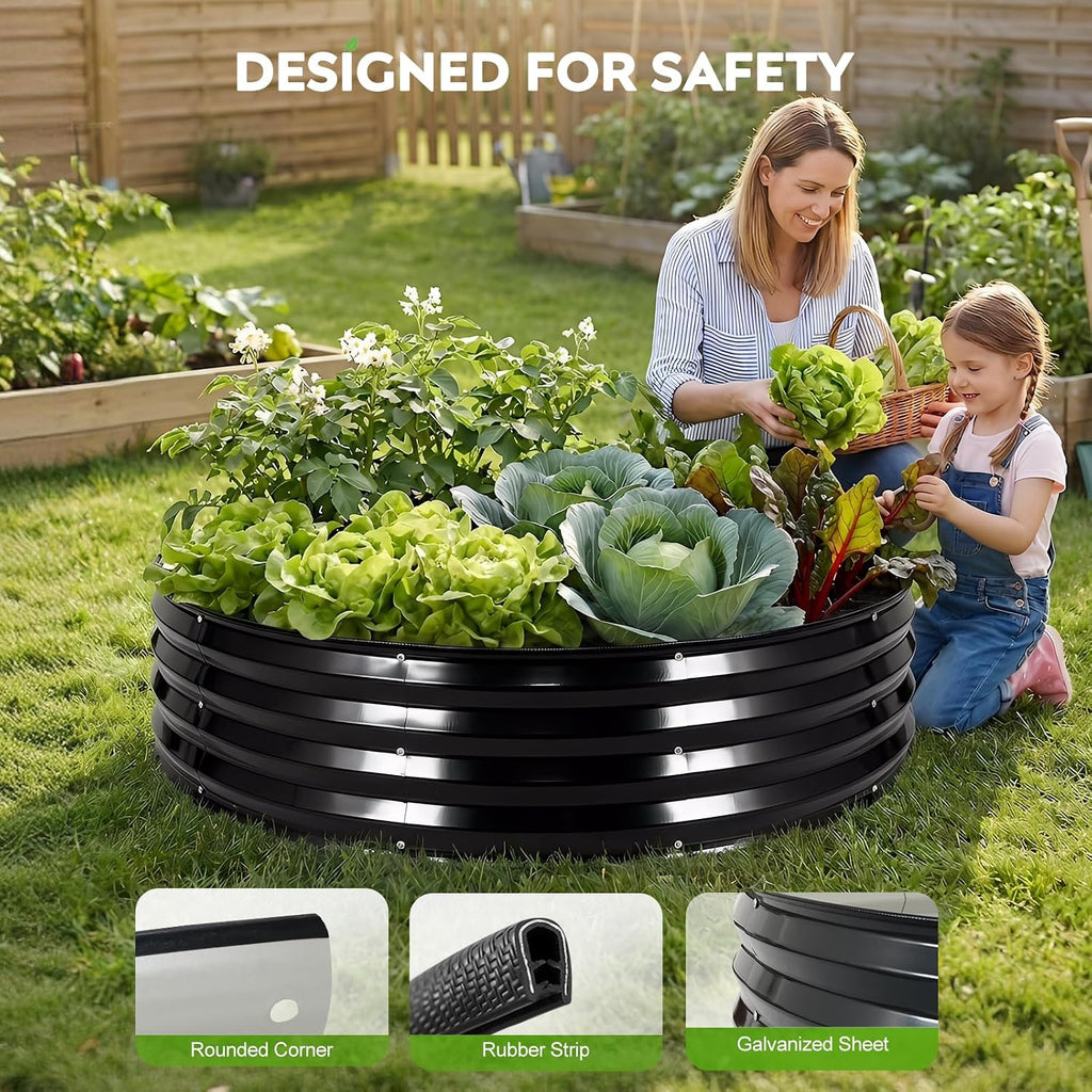 Round Raised Garden Bed, Garden Box 4x4x1ft, Grey, 2 pcs | Round galvanized raised bed, Rust-proof, Easy tool-free