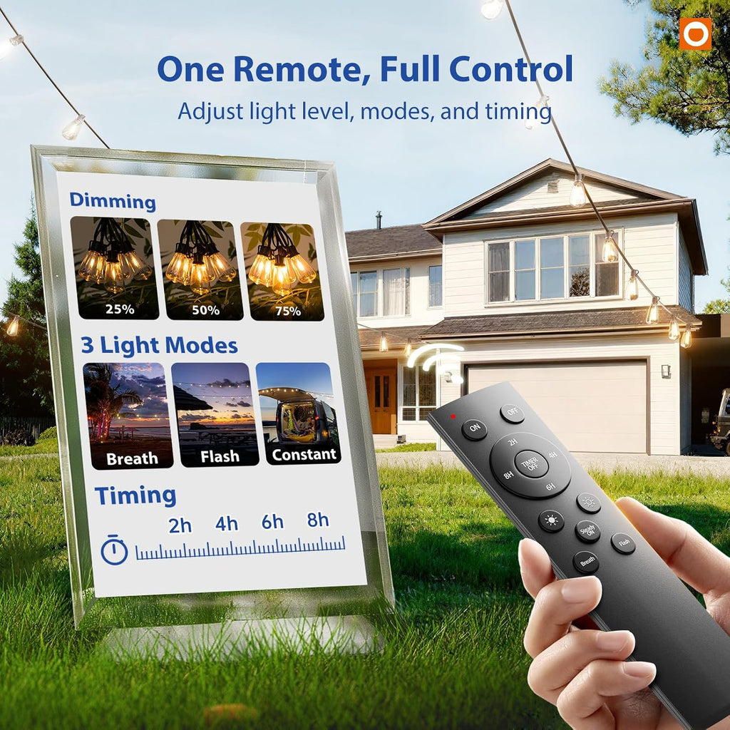 200FT(50FT*4) Outdoor String Lights ST38 LED with Remote Waterproof