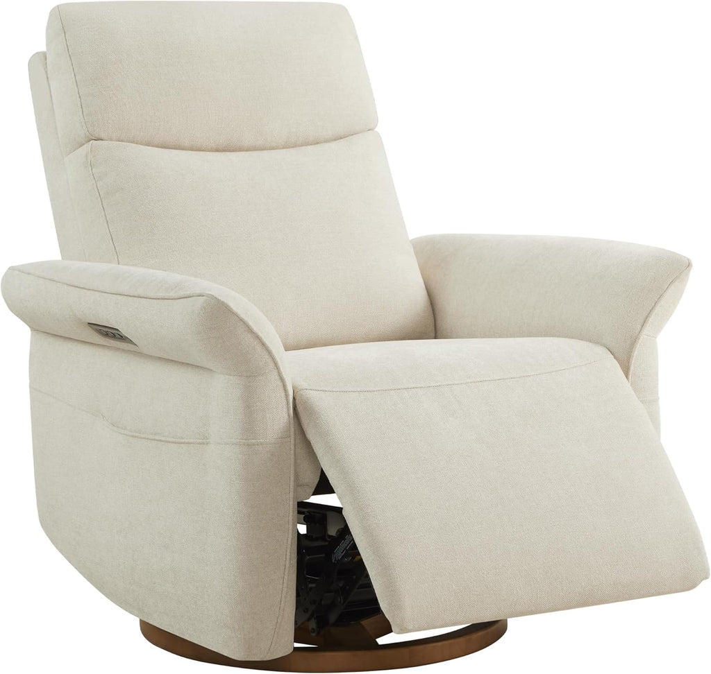 Power Swivel Glider Nursery Recliner Chair, Triple Motor, Linen | Electric Nursery Rocking Chair with Adjustable
