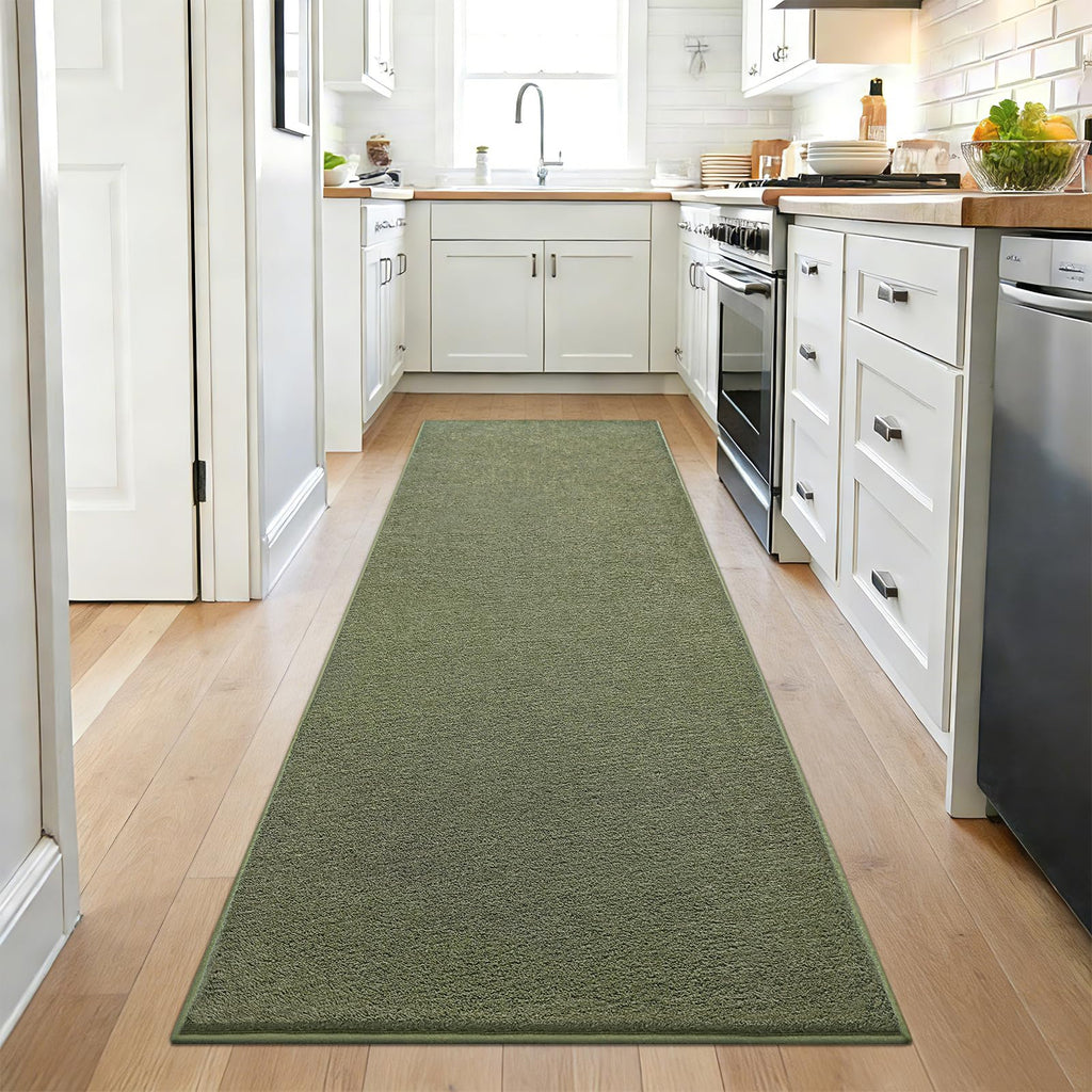 Soft Runner Rug, Washable and Non-Slip, Green
