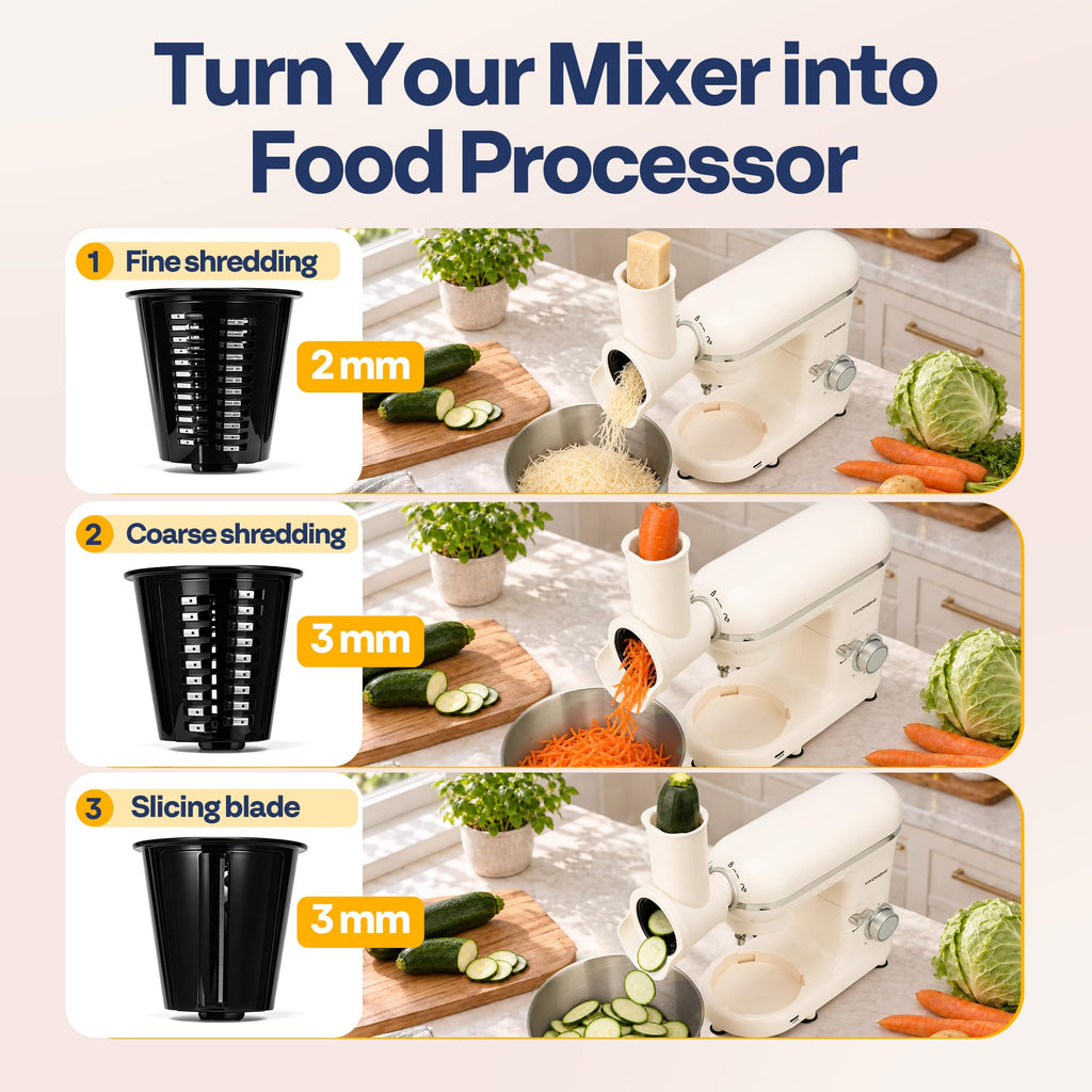 6-Qt Stand Mixer with Slicer and Shredder Attachment, Warm White