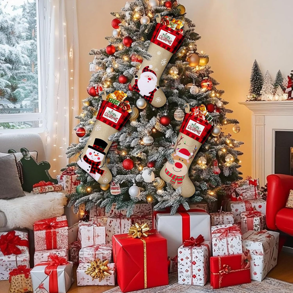 Christmas Stockings, Personalized , 19" Large Holiday & Family Stocking Decoration | Fireplace Party Decoration - Set of 3
