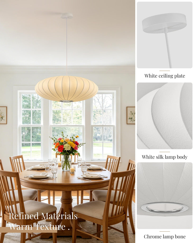Inspired Nelson Style Lantern Pendant Light White Imitation Silk Bubble Saucer 23.6in