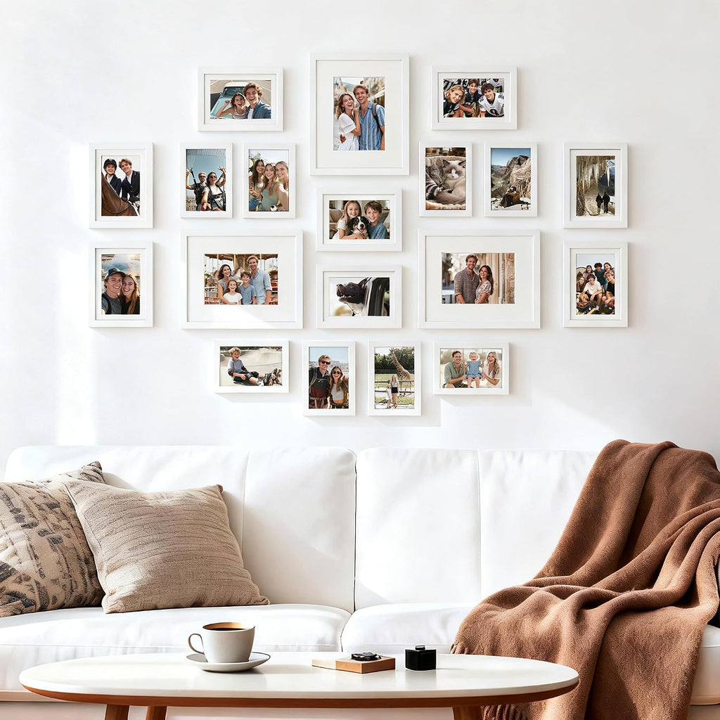 Picture Frames set of 19, Including 8x10, 5x7, 4x6 White Frame | Multi Picture Frames Collage Wall Decor, Gallery