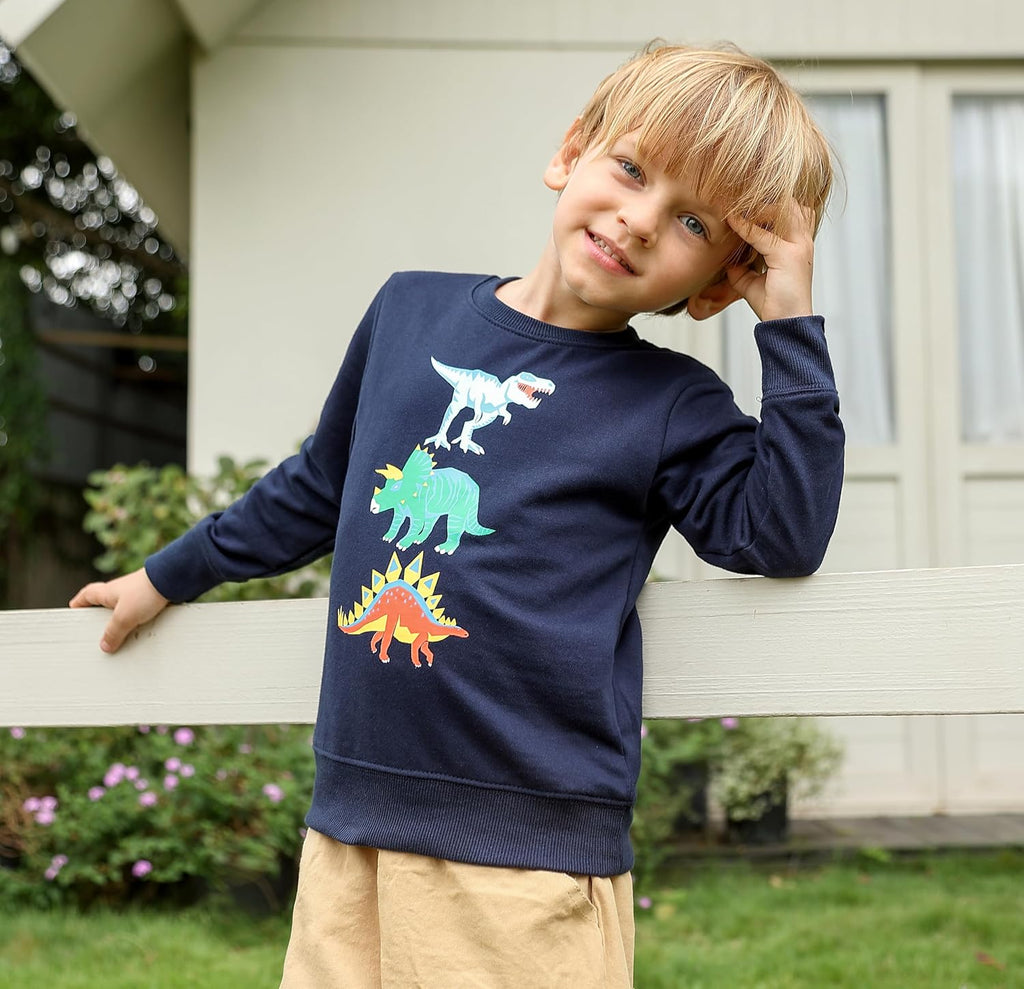 Toddler Boys Sweatshirts Crewneck Pullover Long Sleeve Shirt Top