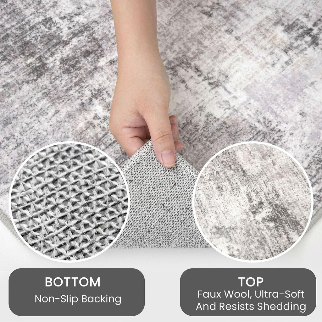 Abstract Runner Rug 2x12 Ft Washable Runners s, Non Slip Kitchen Runner Printed Faux Wool Entryway Runner Indoor