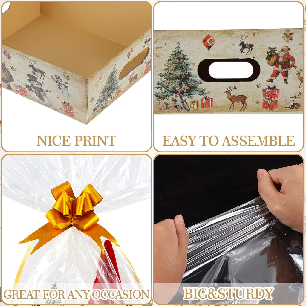 36Pcs 12 Pack Christmas Basket Gifts Set 8x10'' Gifts Baskets for Gifts Empty to Fill with Baskets Empty, Vintage