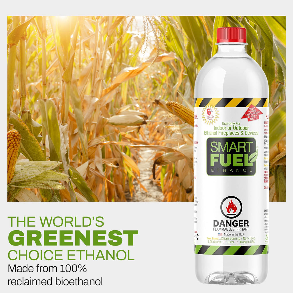SmartFuel Bioethanol Fuel, Denatured Alcohol for Fire Pits, 1 Liter