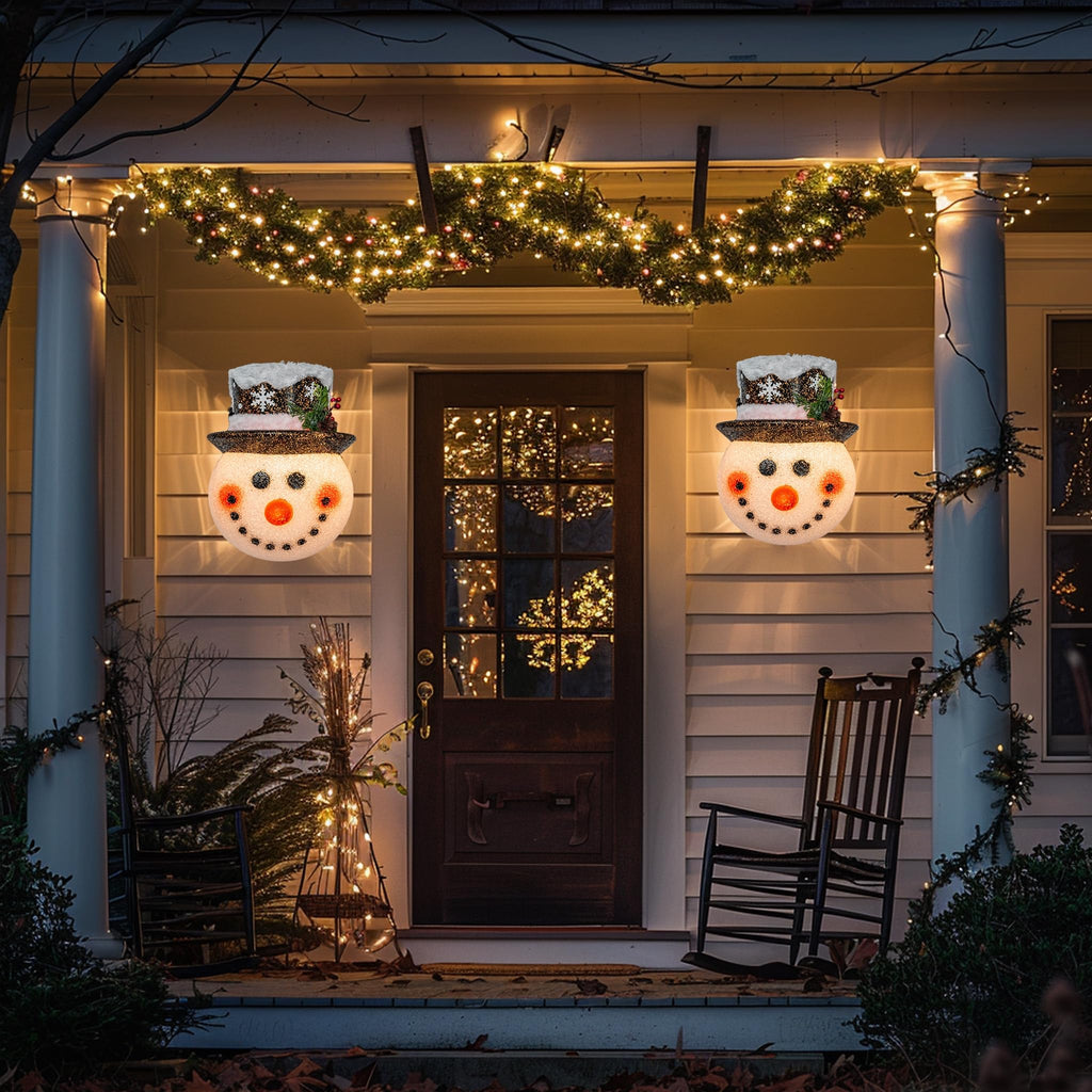 2 Pack Snowman Christmas Porch Light Covers 12 Inch, Christmas Outdoor Decorations Holiday Light Covers for Porch