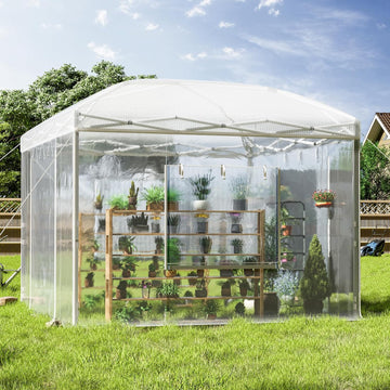 10x10x8.5 FT Portable Walk-in Greenhouse, Indoor Outdoor | Spacious plant shelter helps protect vegetables, flowers