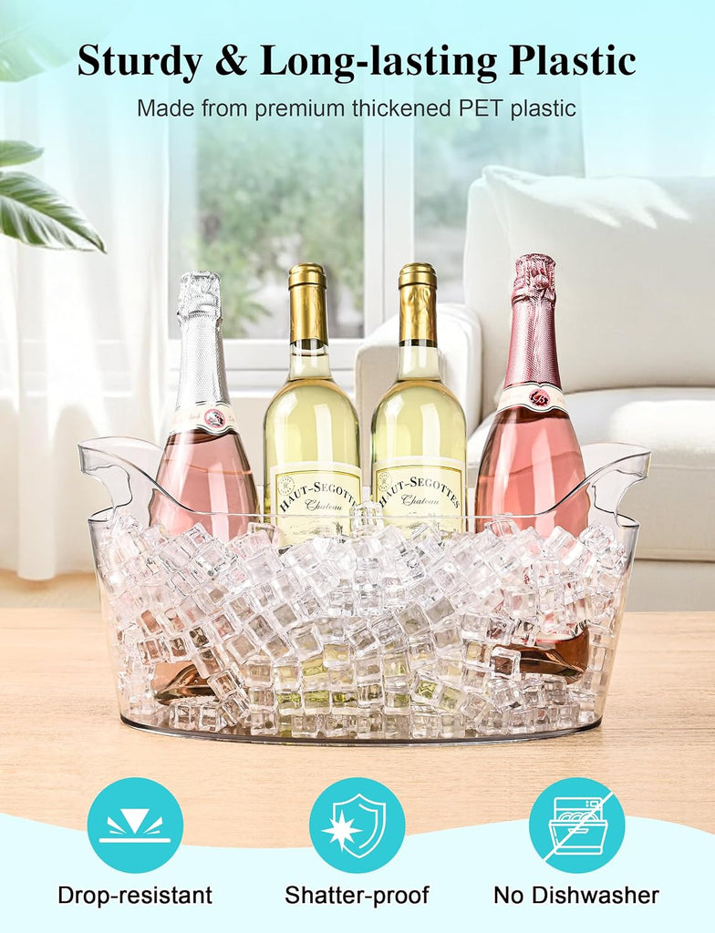 7L Ice Buckets for Parties, 2-Pack Clear Acrylic Champagne Bucket - Set of 2