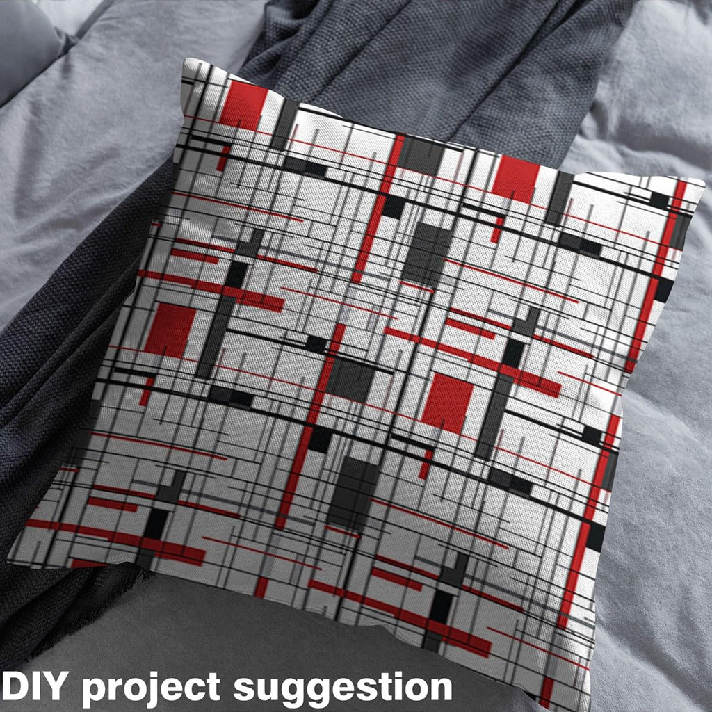 Red Black Geometric Fabric Soft 3 Yards