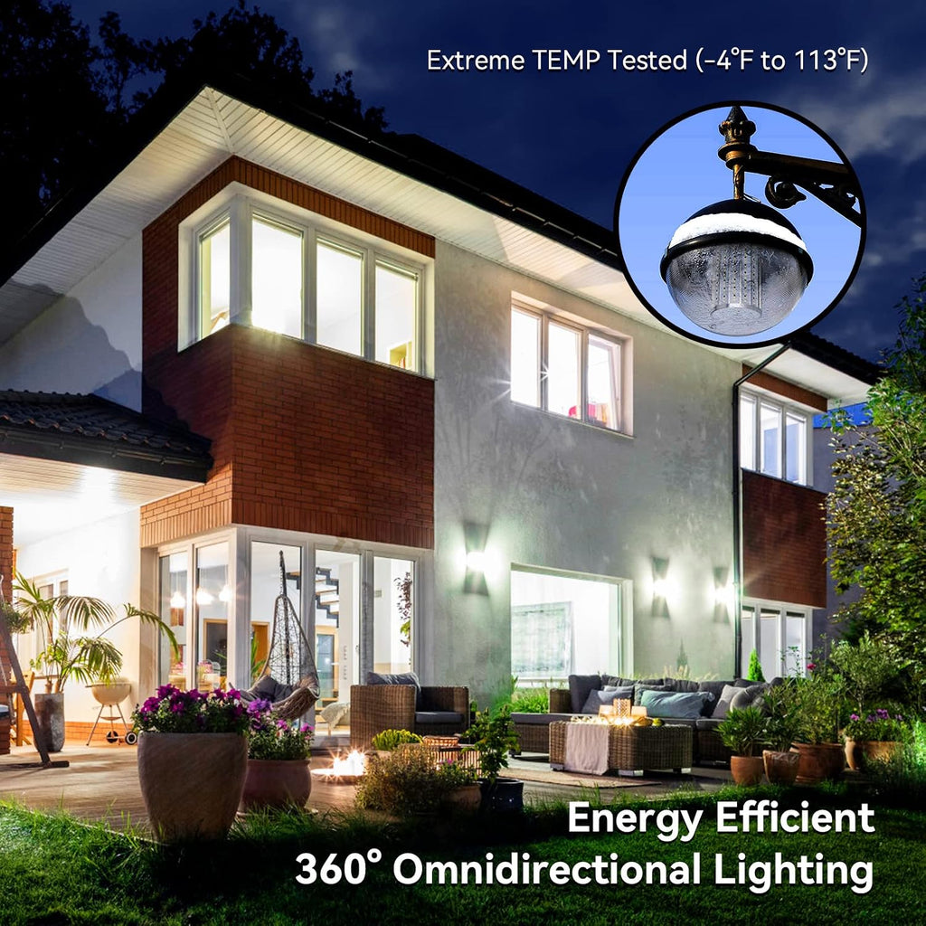 2 Pack 500W Equivalent LED Corn Light Bulb 5500 Lumen 6500K 60W Large Area Cool Daylight White E26/E27 Medium Base