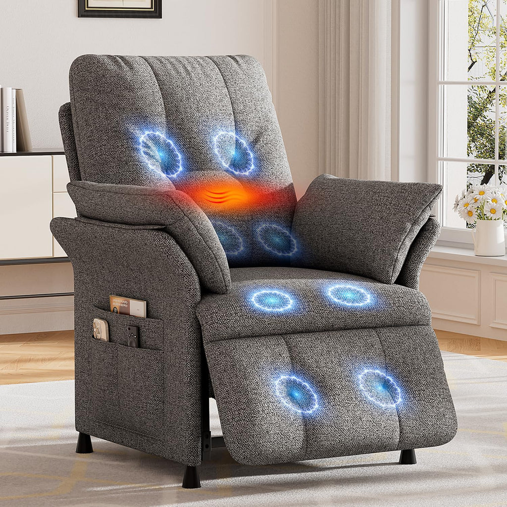 Power Recliner Chair for Adults with Heated & Massage, Adjustable Electric Reclining Chair Sofa