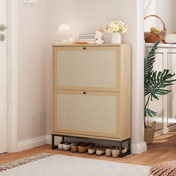 Shoe Cabinet with 2 Flip Drawer Drawer, Modern Shoe Organizer Freestanding Shoe Cabinet Storage, Shoe Storage Shoe