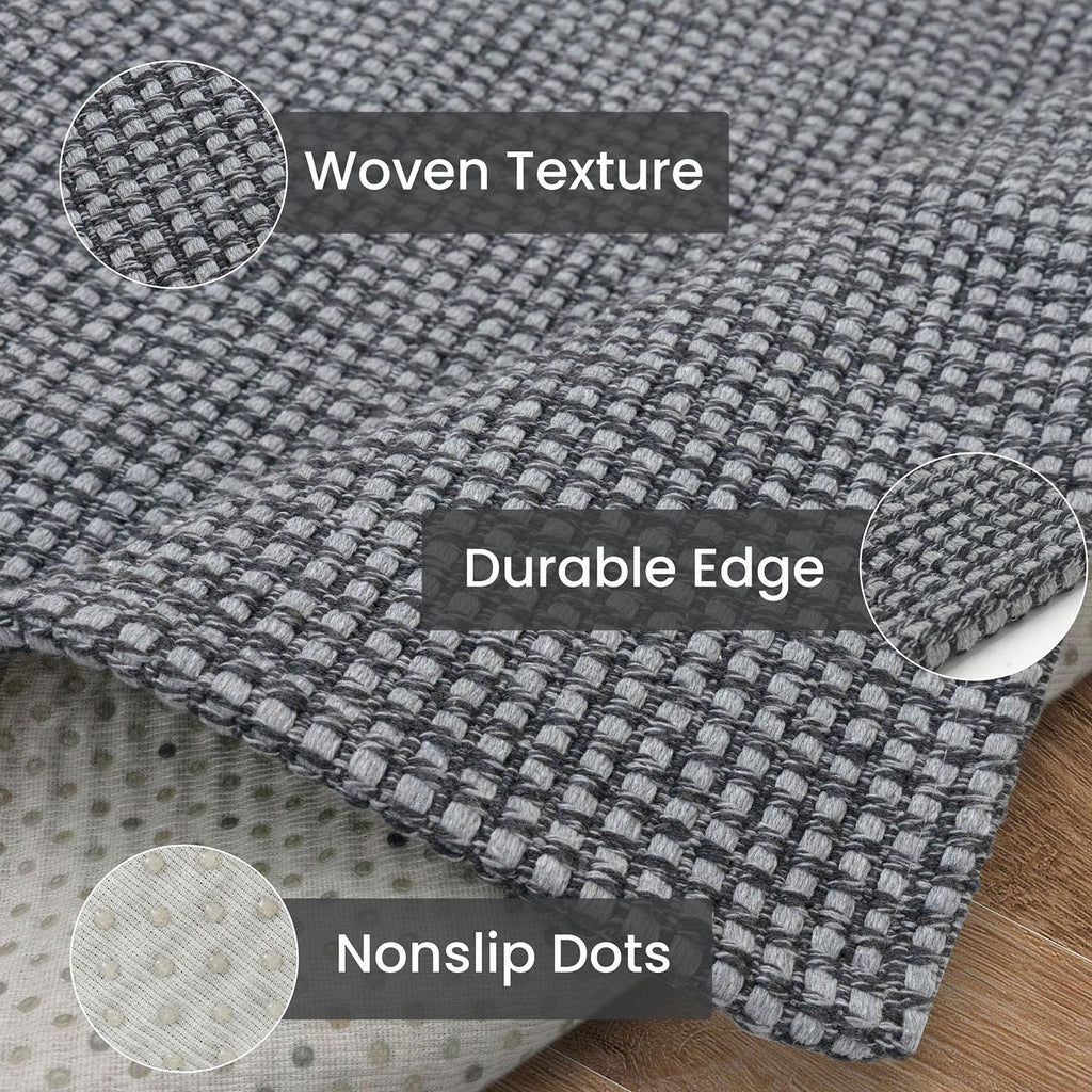 Washable Runner Rug 2x8 Non Slip Rubber Backed Hallway Runner Entryway Runner Indoor, Kitchen Rugs Woven Cotton Floor