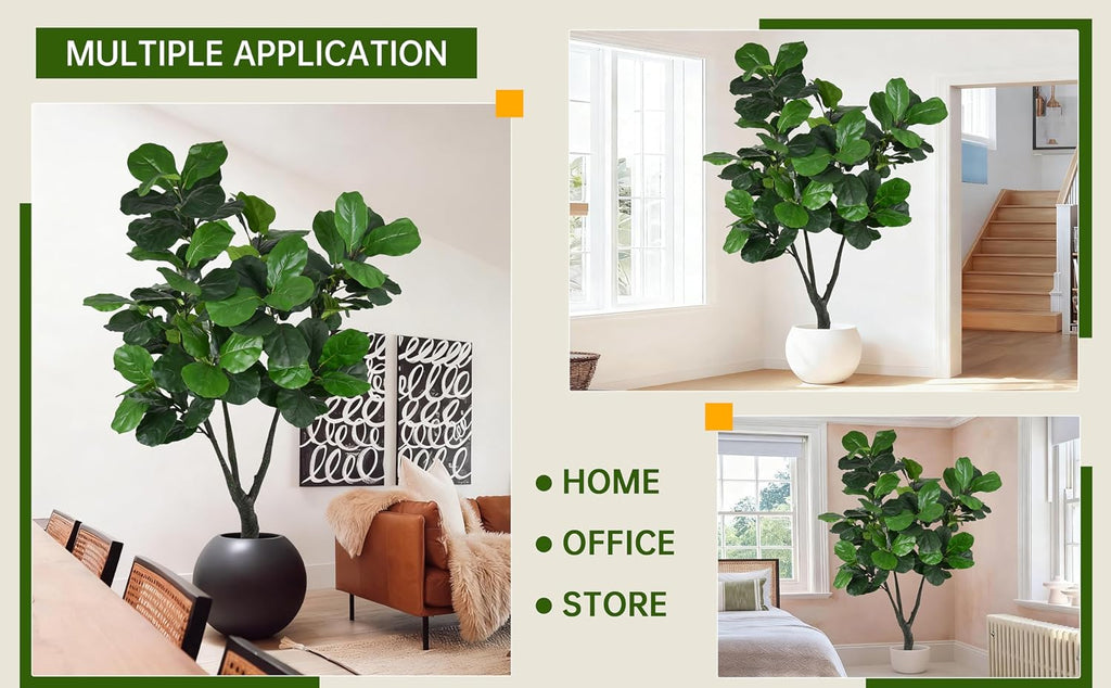 Artificial Fiddle Leaf Fig Tree 7FT with Thick 110 Leaves Lifelike