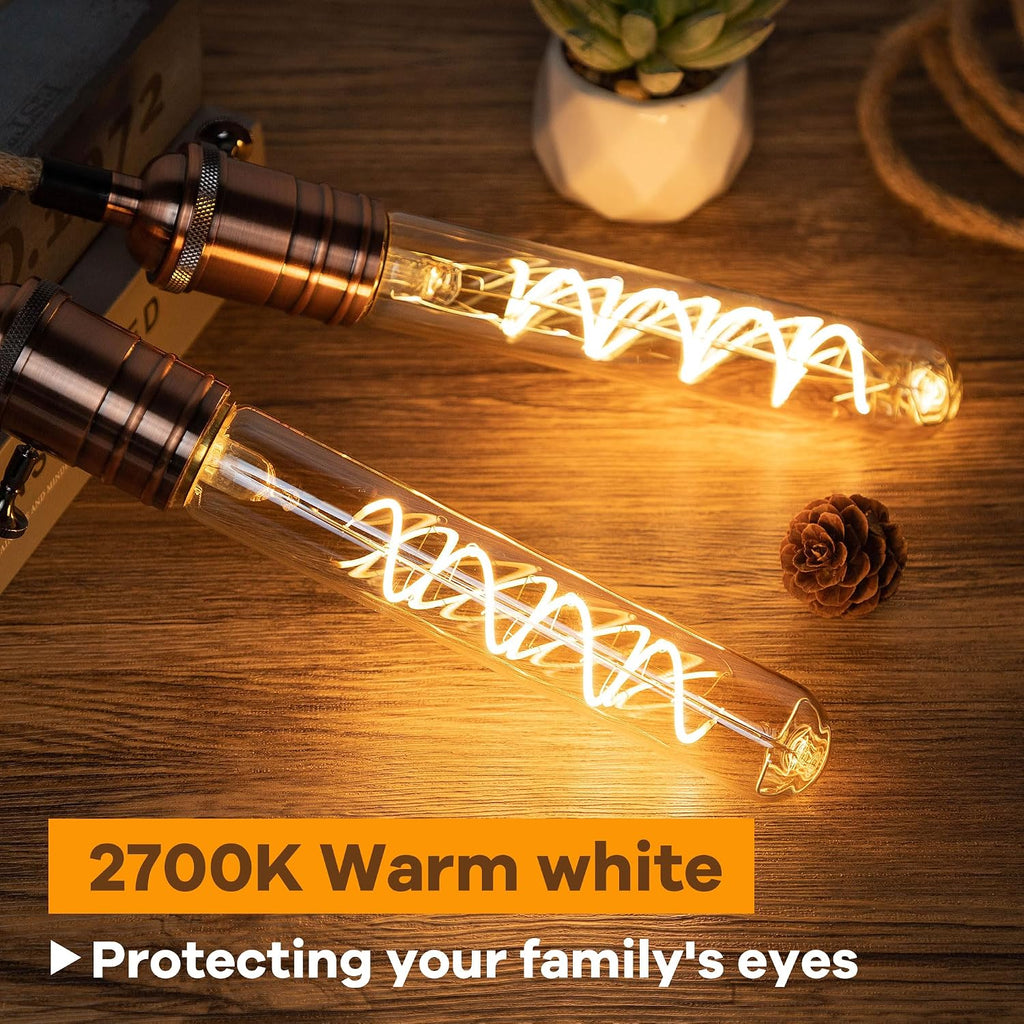 E26 Long Ediosn LED Bulb,Amber Light Bulbs 40 Watt,Spiral Filament