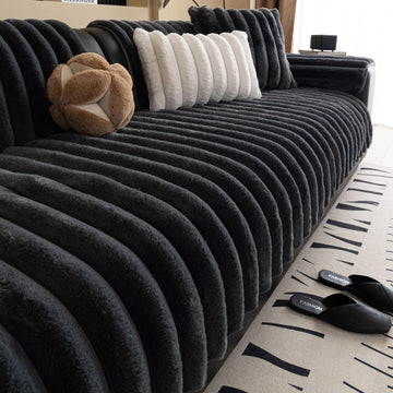 Faux Rabbit Fur Couch Covers, Fuzzy Sectional Sofa Cover Washable
