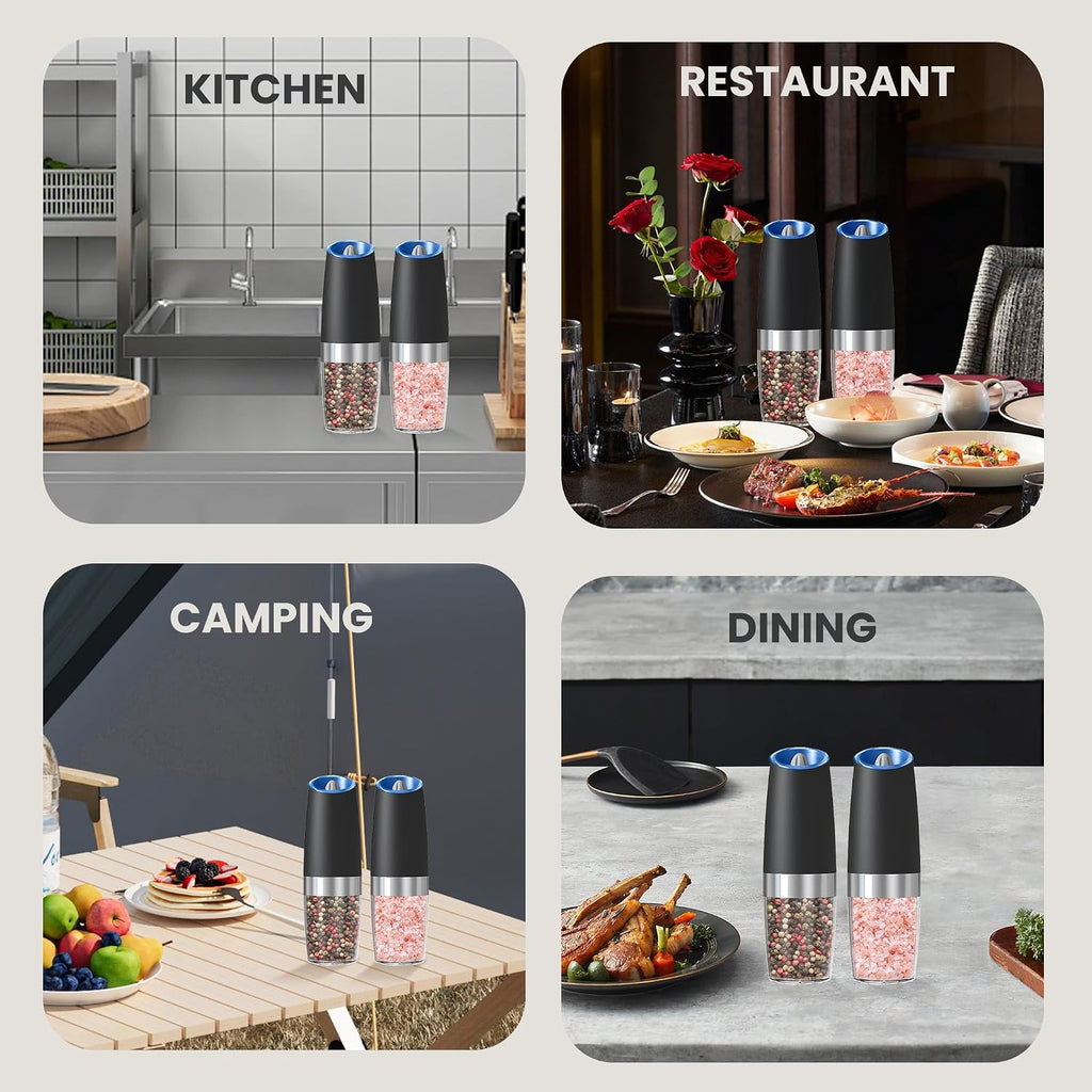 Battery Operated Salt And Pepper Grinder Set 2 Pack (Black) - Set of 2