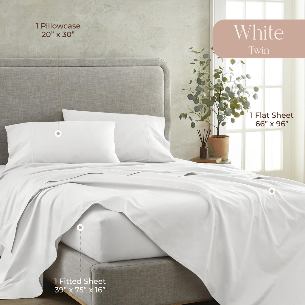100% Organic Cotton Sheets Twin Size - GOTS Certified Organic Bed Sheets with Deep Pocket 500 Thread Count and Cozy