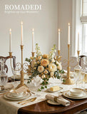 Candelabra Gold Candlestick Holders - 15.7" Tall 3 Arm Metal Taper Candle Holdereplace Mantel Christmas Decor, Set of 6