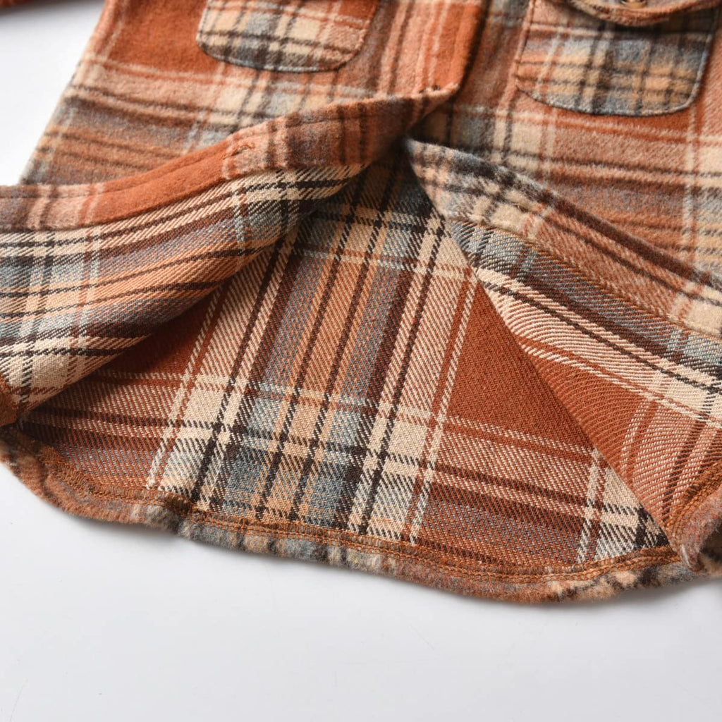 Little Kids Baby Boy Girl Long Sleeve Button Down Plaid Shirts Fall Winter Flannel Shacket Jackets Tartan Tops