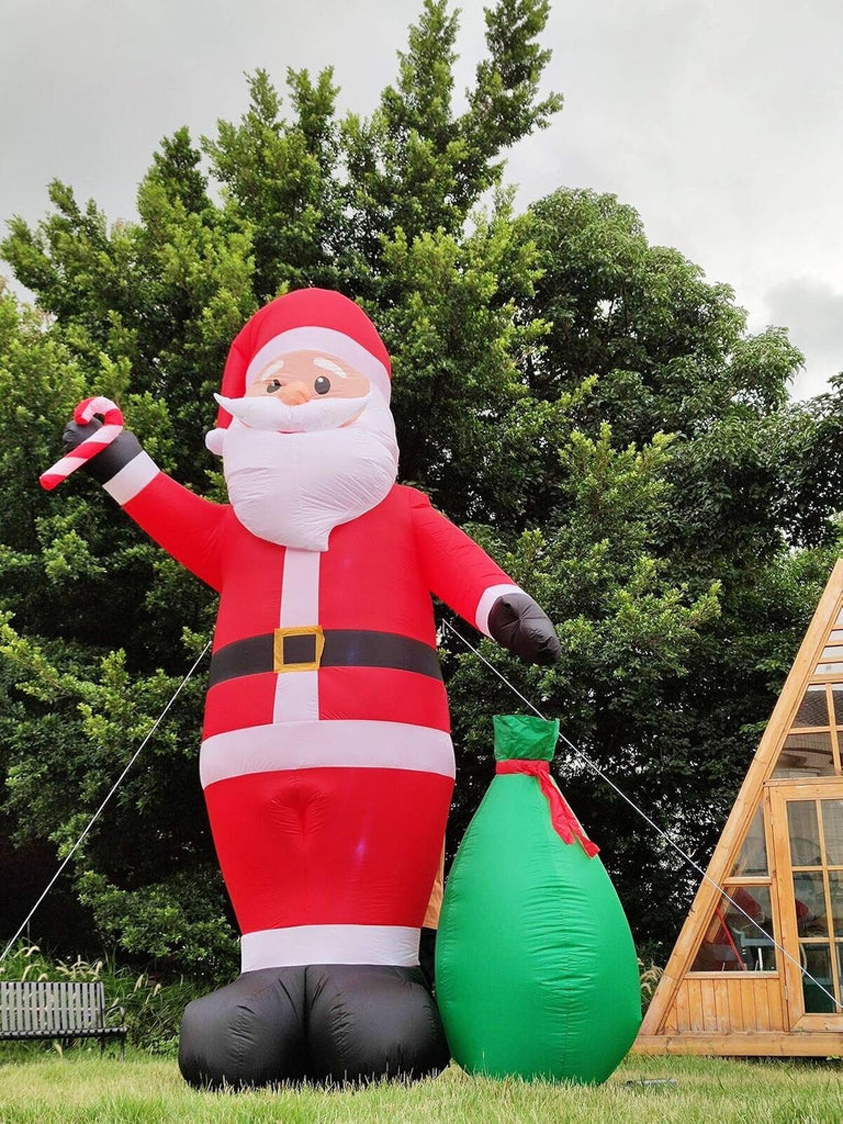 12 Ft by 7.6 Ft Giant Christmas Inflatables Decorations Outdoor Santa Claus with Gift Bag with LED Light for